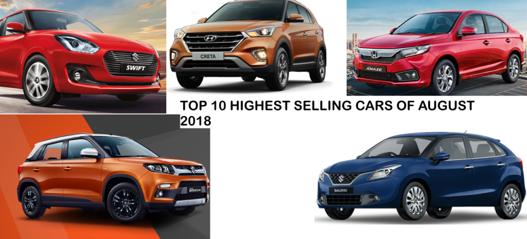 top 10 selling cars of august 2018
