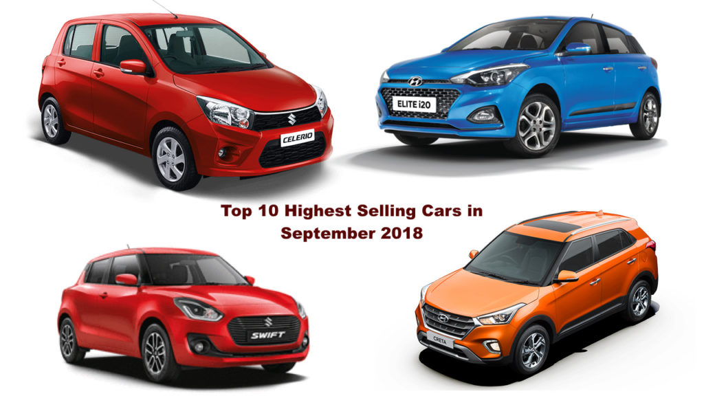 top 10 highest selling cars in september 2018
